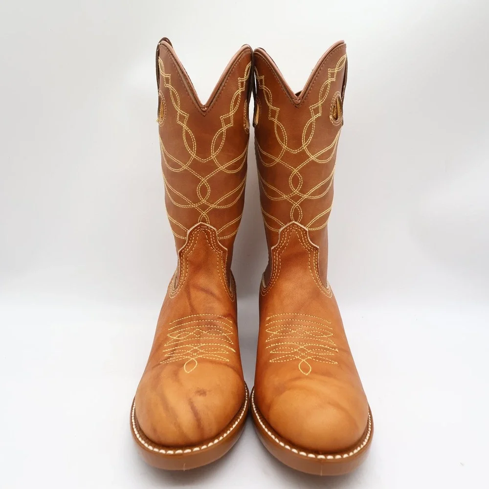 Acme Vintage Cowboy Boots Kids 3.5 D Russet Driftwood Leather New In Box